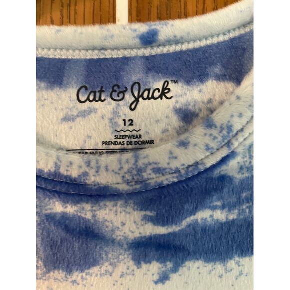 Cat & Jack Unisex Blue Striped Tie-Dye Unisex Sleepwear Set Size 12 Youth - Picture 1 of 5